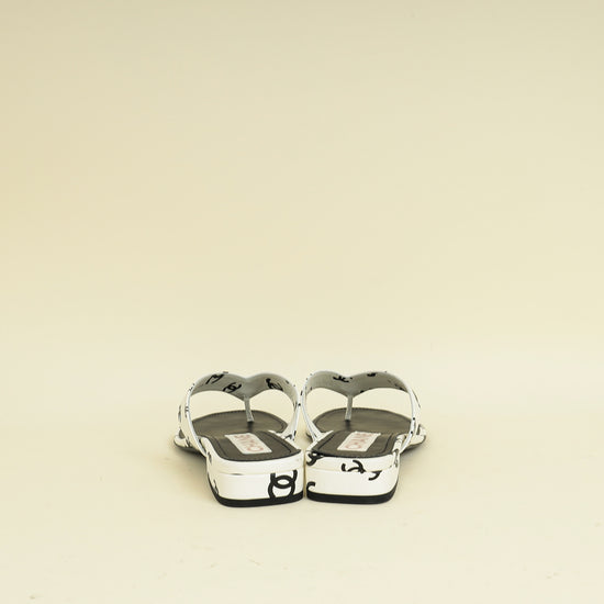 Chanel Bicolor CC Printed Coco Beach Thong Sandals 39