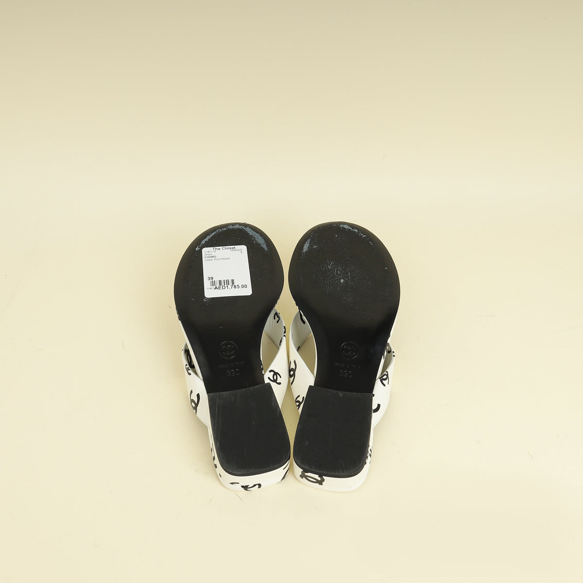 Chanel Bicolor CC Printed Coco Beach Thong Sandals 39