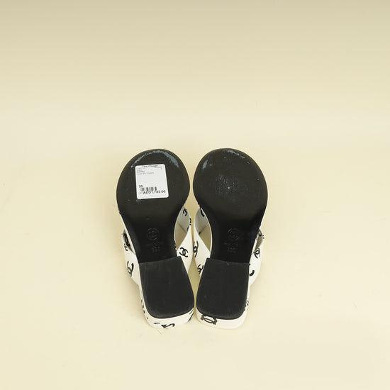 Chanel Bicolor CC Printed Coco Beach Thong Sandals 39