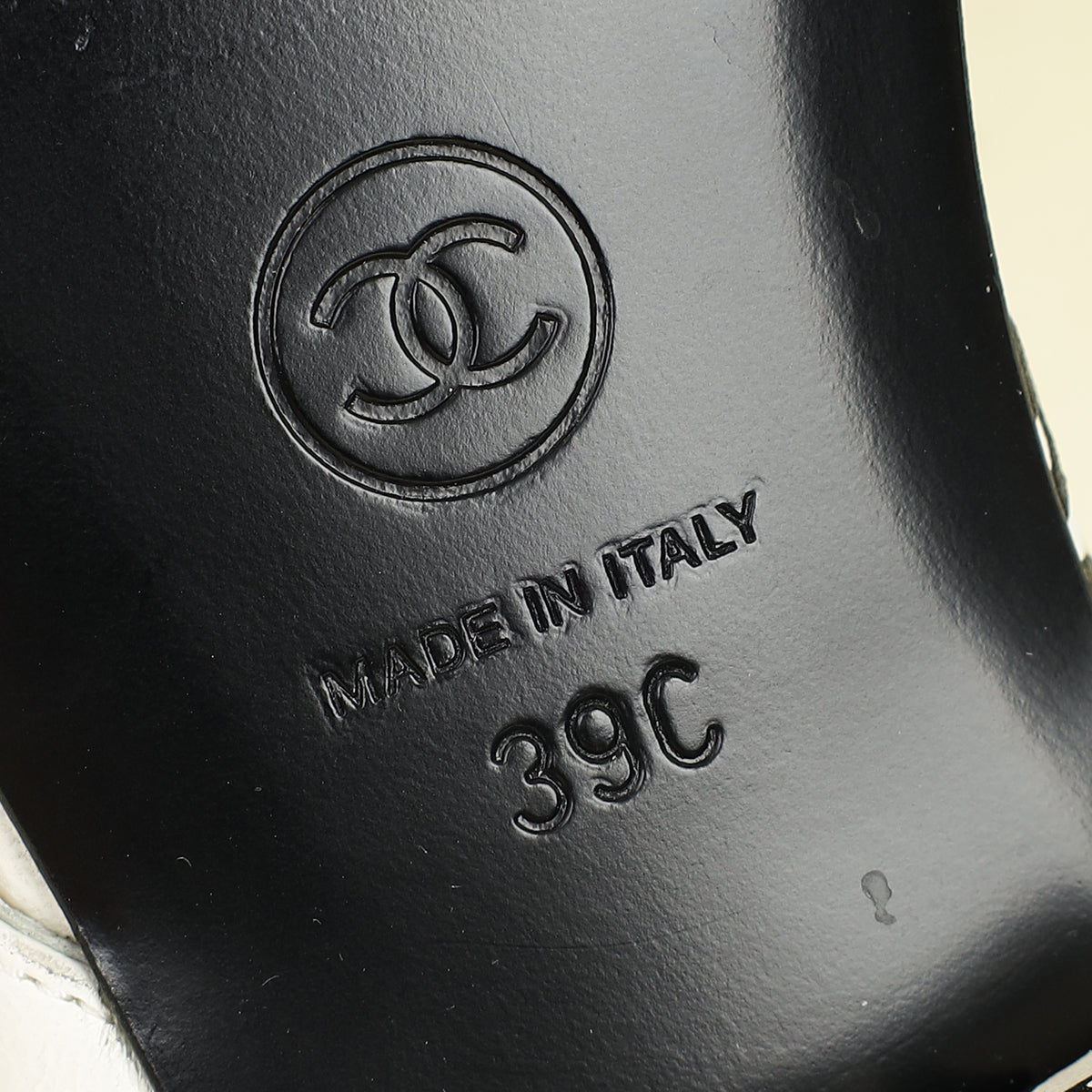 Chanel Bicolor CC Printed Coco Beach Thong Sandals 39