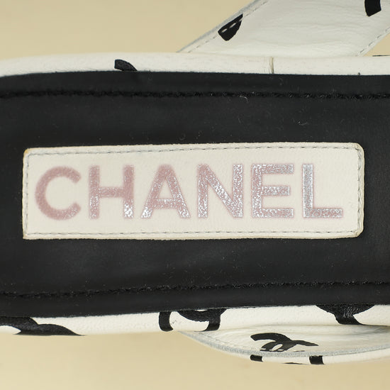 Chanel Bicolor CC Printed Coco Beach Thong Sandals 39