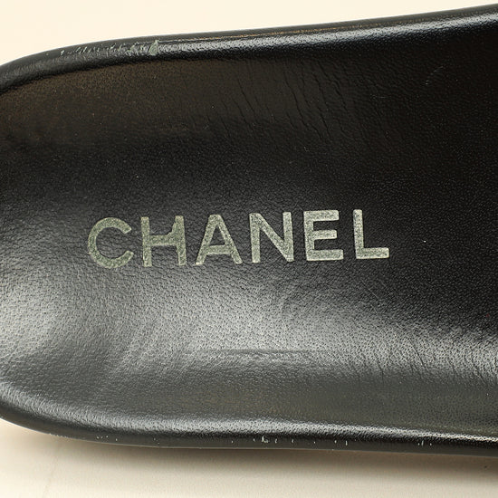 Chanel Metallic Blue Grey CC Charm Chain Slide Sandal 39-Chanel-THE CLOSET