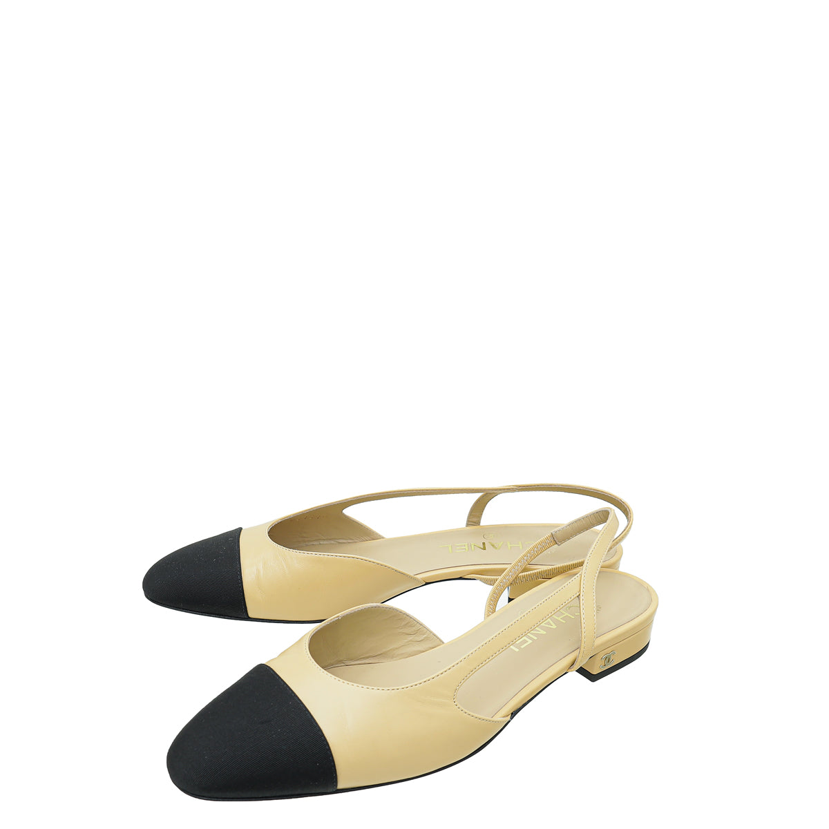 Chanel Bicolor CC Cap Toe Flat Slingback 39-Chanel-THE CLOSET