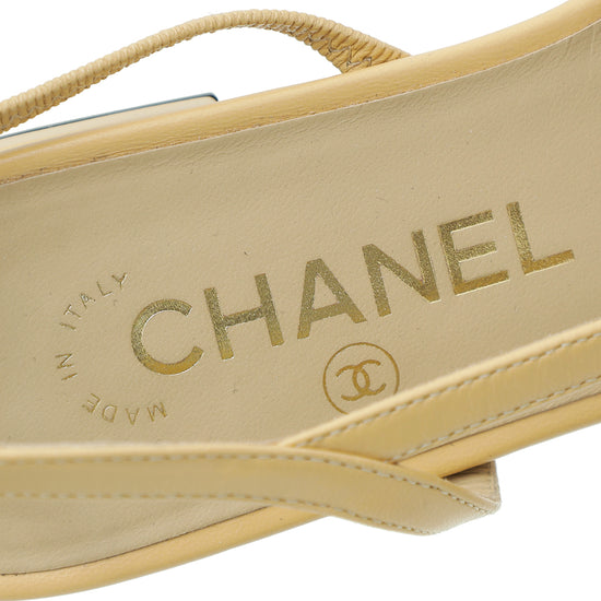 Chanel Bicolor CC Cap Toe Flat Slingback 39