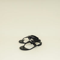 Chanel Black CC Pearl Sequins Thong Sandal 39