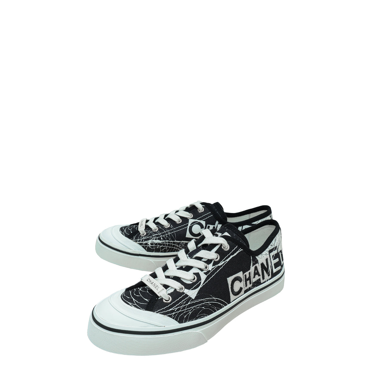 Chanel Bicolor Logo Embroidered Low Top Sneakers 39-Chanel-THE CLOSET