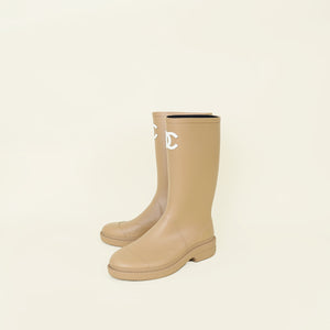 Chanel Beige CC High Rain Boot 39