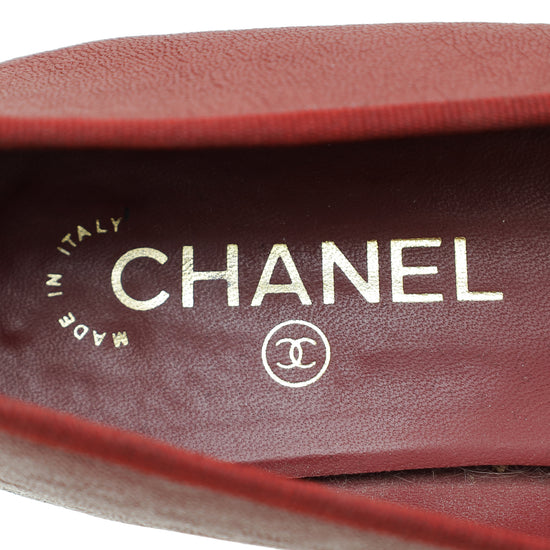 Chanel Dark Red CC Ballet Flats 40.5