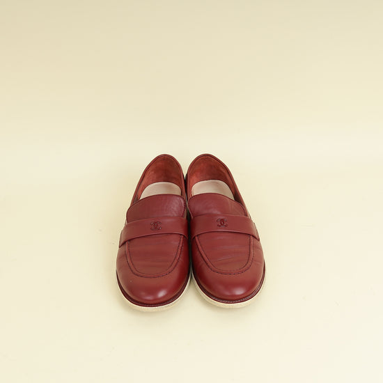 Chanel Burgundy CC Loafer 40.5