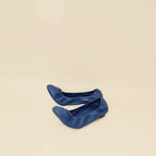 Chanel Royal Blue CC Scrunch Elastic Ballet Flats 40.5-Chanel-THE CLOSET