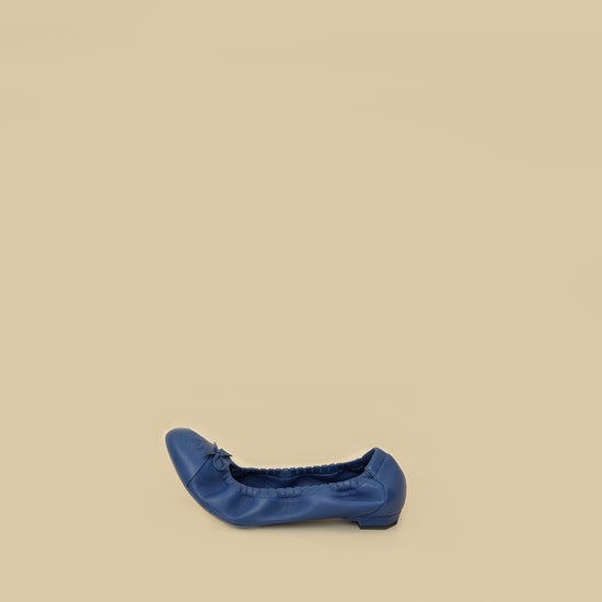 Chanel Royal Blue CC Scrunch Elastic Ballet Flats 40.5-Chanel-THE CLOSET