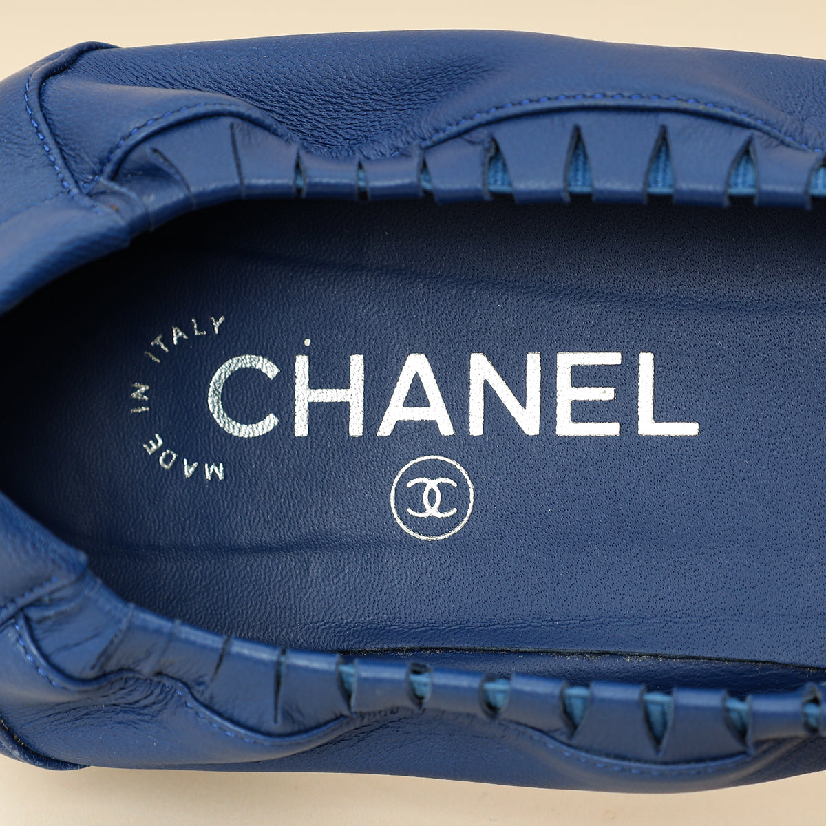 Chanel Royal Blue CC Scrunch Elastic Ballet Flats 40.5-Chanel-THE CLOSET
