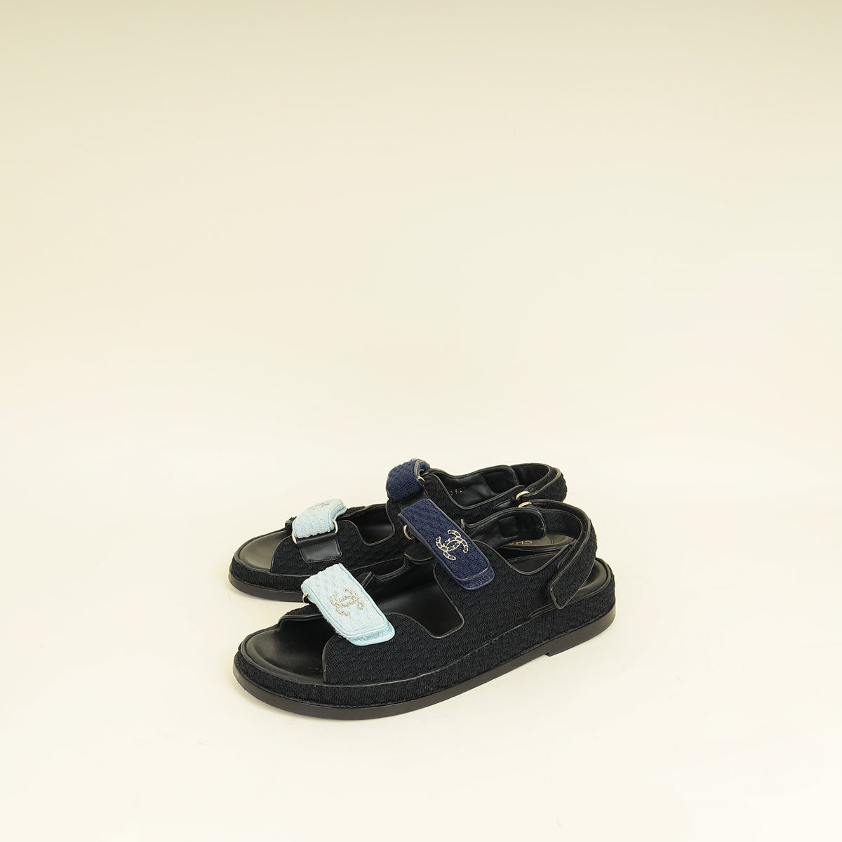 Chanel Tricolor CC Knit Dad Sandals 40.5