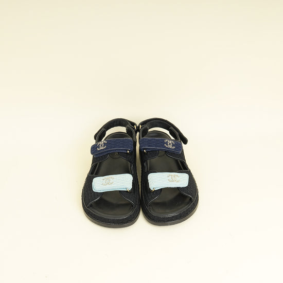 Chanel Tricolor CC Knit Dad Sandals 40.5