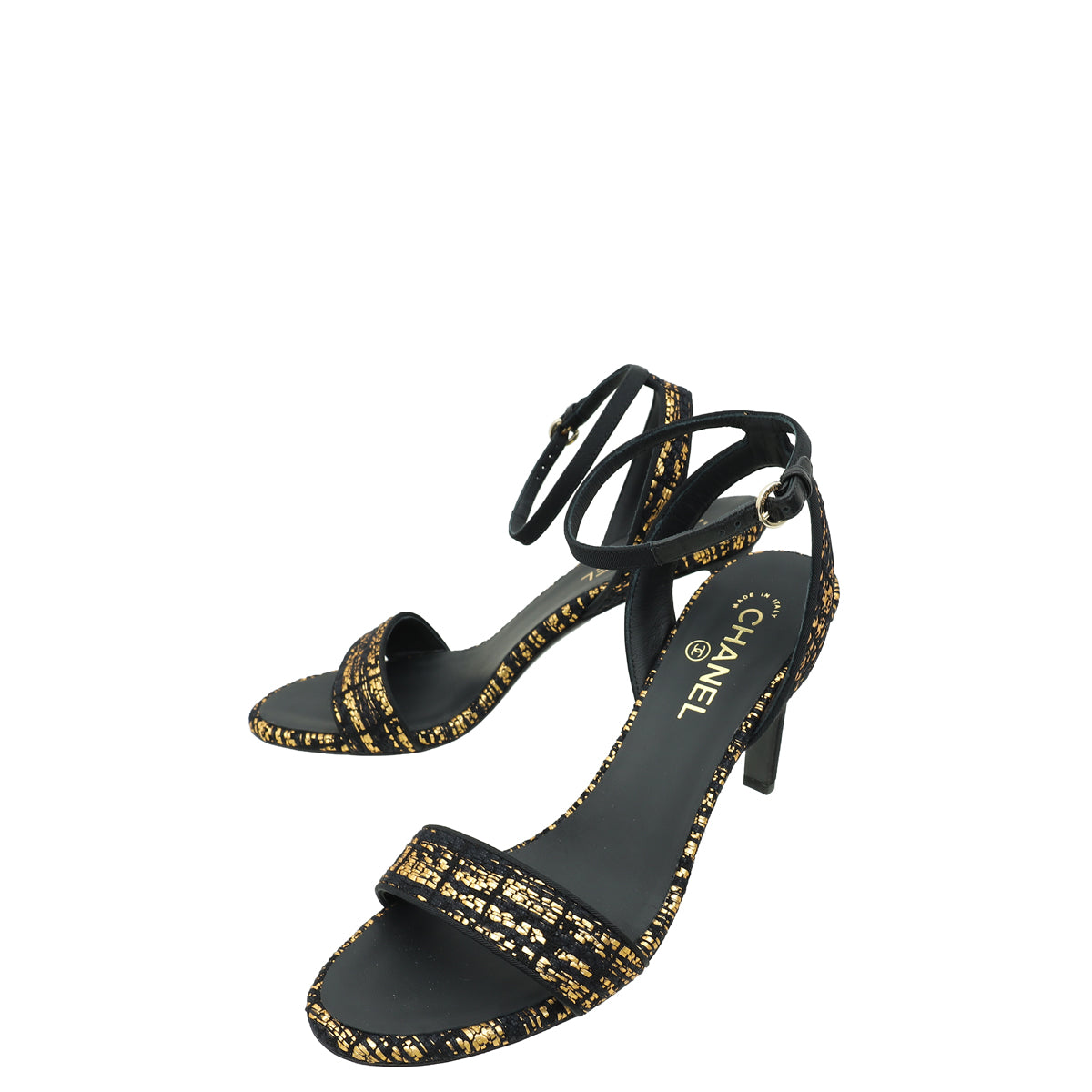 Chanel Bicolor CC Tweed Sandal40.5