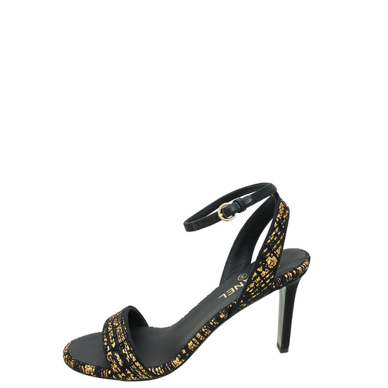 Chanel Bicolor CC Tweed Sandal40.5