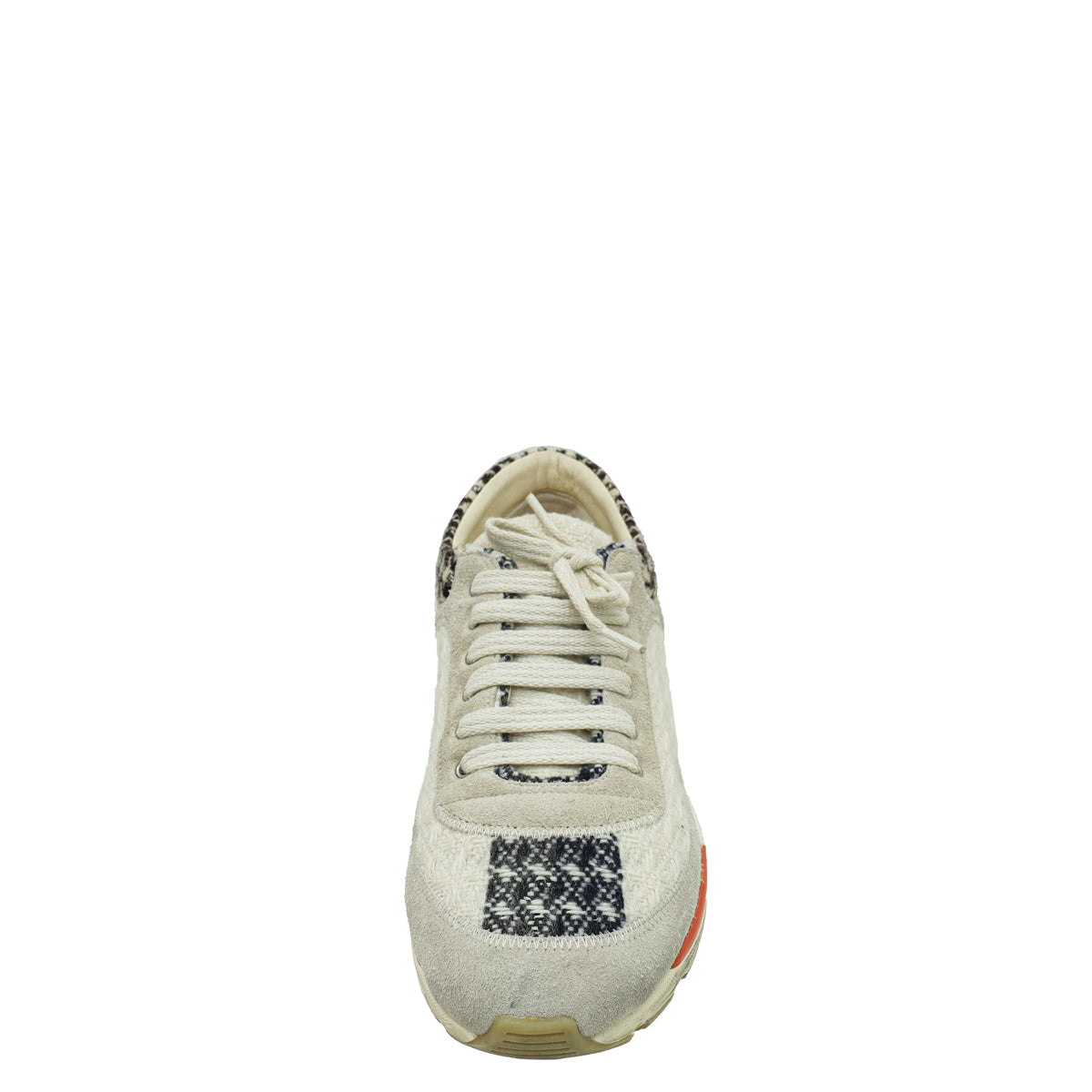 Chanel Light Grey Multicolor Tweed Suede Lace Up Sneakers 40