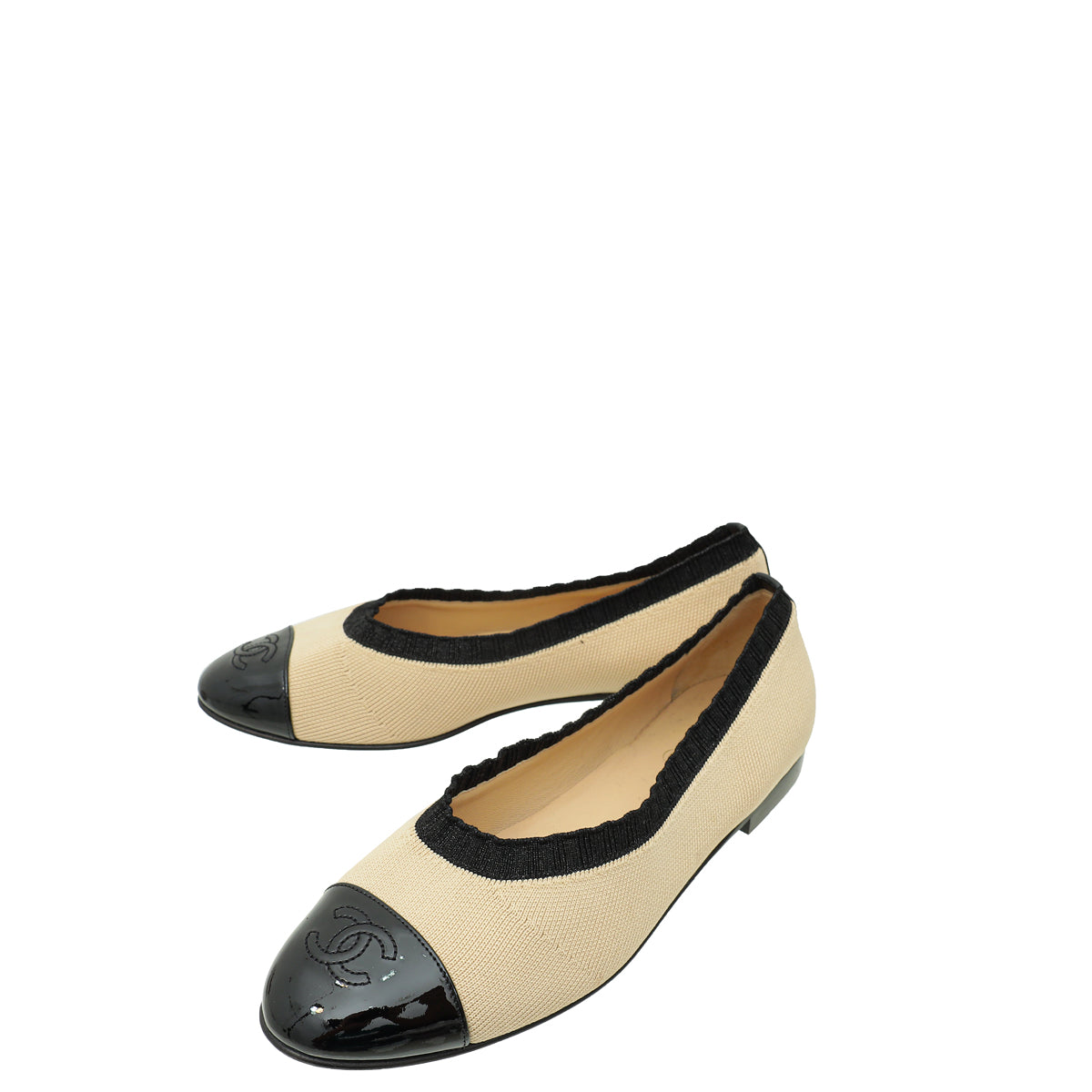 Chanel Bicolor CC Cap Toe Knit Flat Ballet 40-Chanel-THE CLOSET