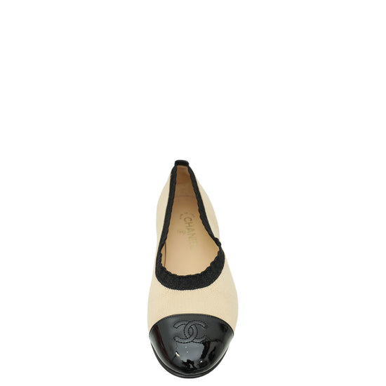 Chanel Bicolor CC Cap Toe Knit Flat Ballet 40