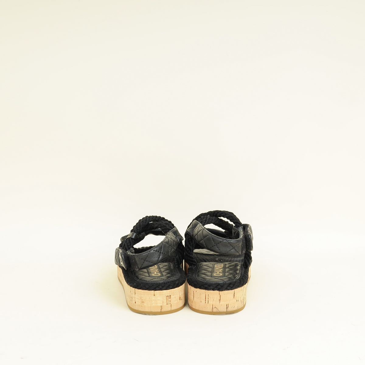 Chanel Black Logo Cord Quilted Slide Sandal 40