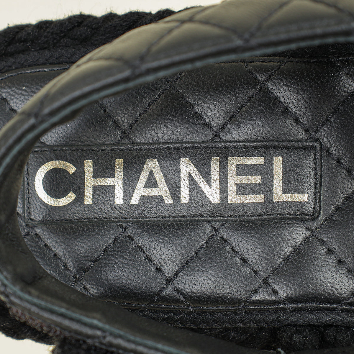 Chanel Black Logo Cord Quilted Slide Sandal 40