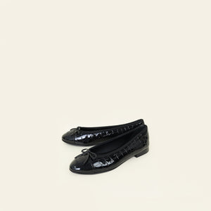 Chanel Black Croc Embossed Ballet Flats 40