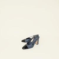 Chanel Bicolor CC Logo Quilted Embossed Cap Toe Slingback 40