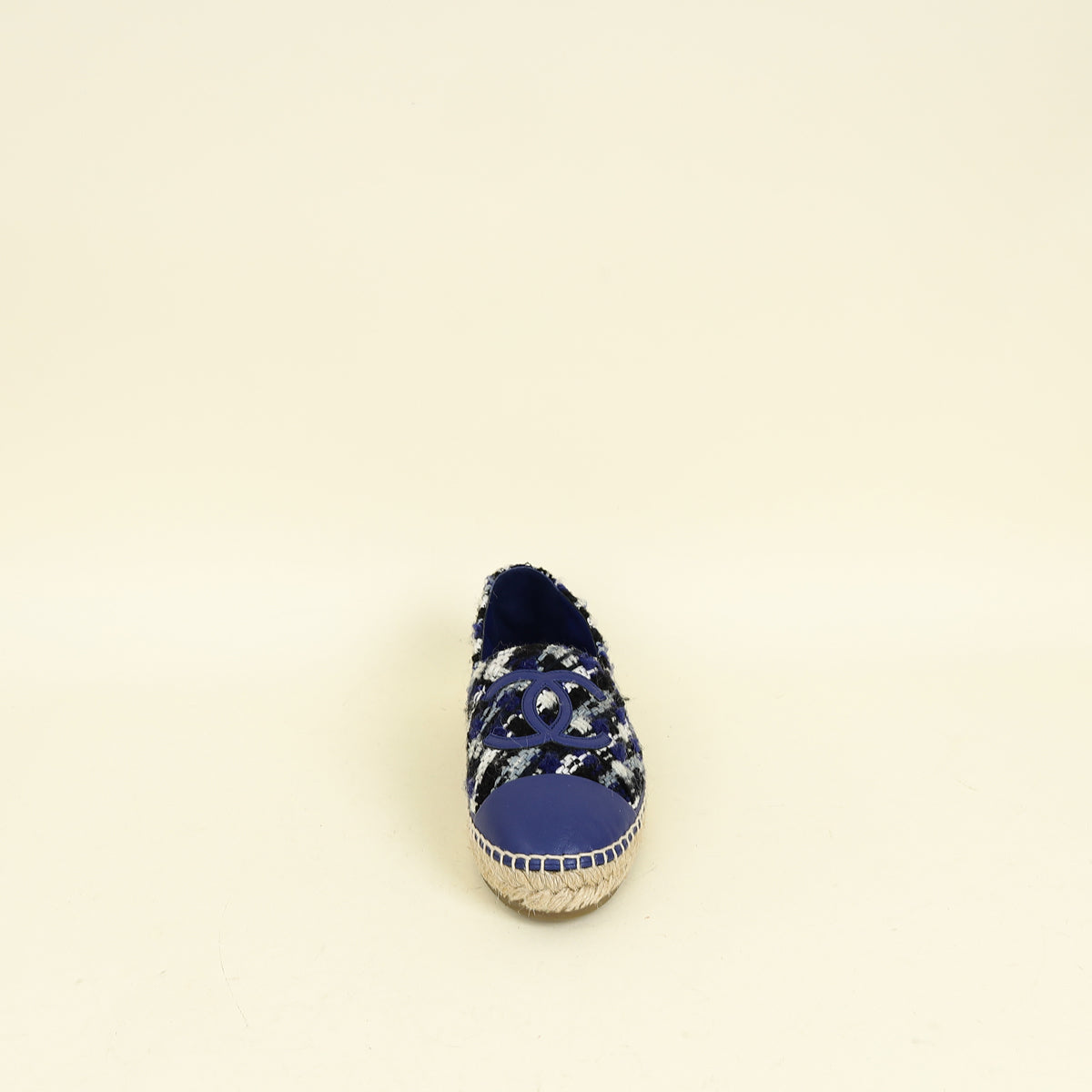 Chanel Blue Tweed CC Cap Toe Espadrille 40