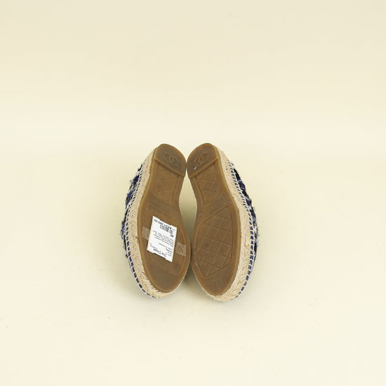 Chanel Blue Tweed CC Cap Toe Espadrille 40