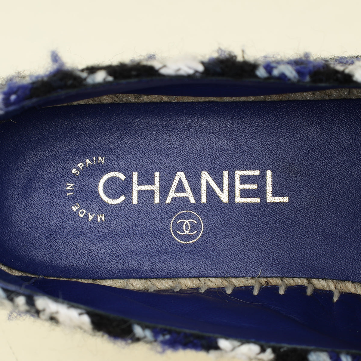 Chanel Blue Tweed CC Cap Toe Espadrille 40