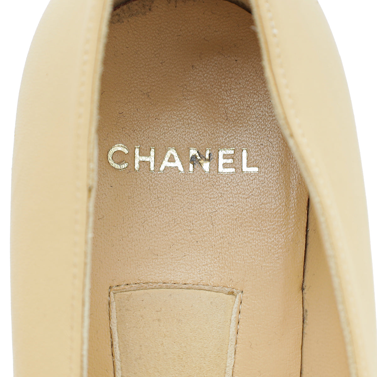 Chanel Leather Cap Toe CC Signature Metal and Pearl on Heel Pumps