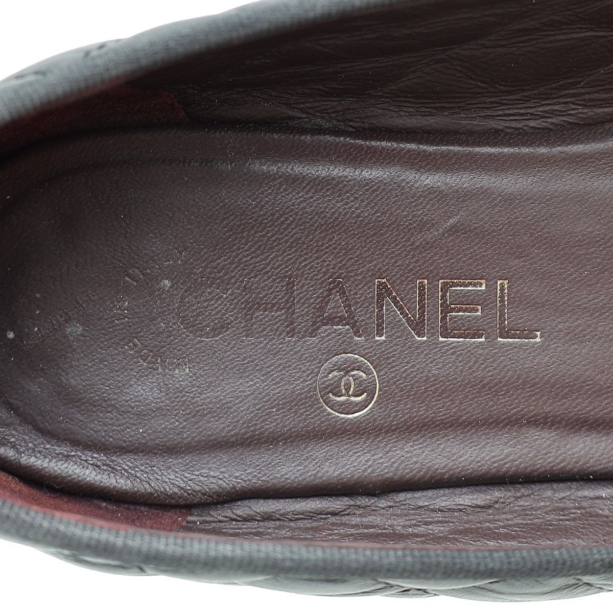 Chanel Black CC Cap Toe Quilted Flat Ballerina 40