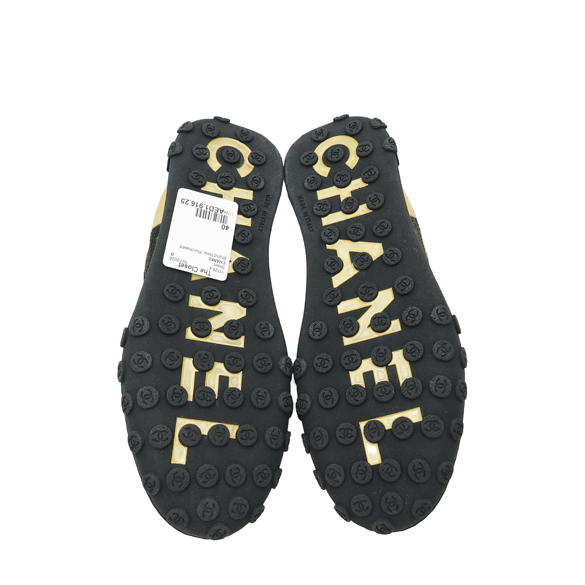 Chanel Bicolor CC Logo Metallic Lace Up Sneaker 40