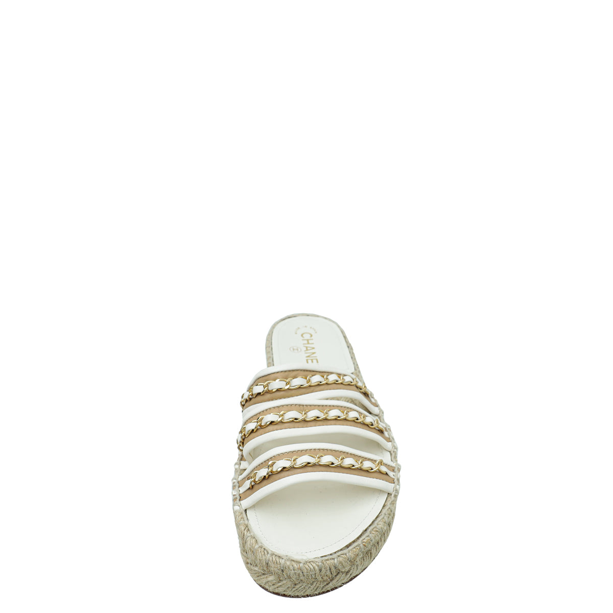 Chanel Bicolor Chain Espadrille Slip On Sandals 41-Chanel-THE CLOSET