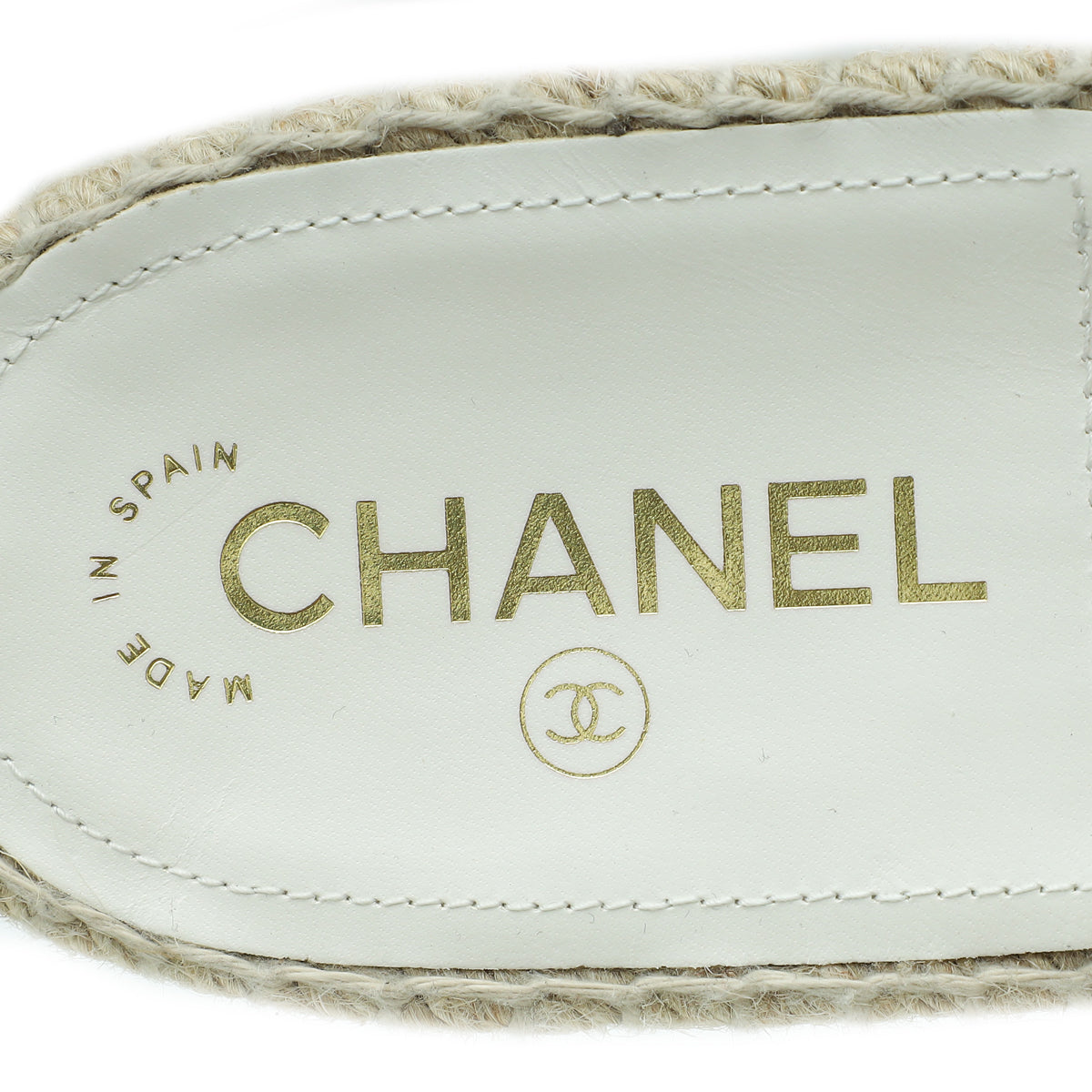 Chanel Bicolor Chain Espadrille Slip On Sandals 41