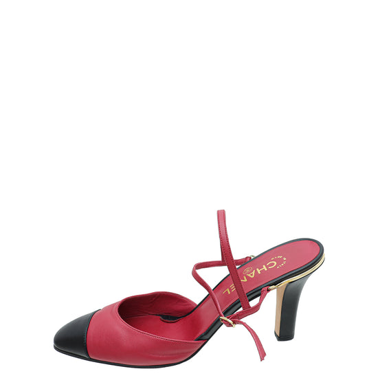 CHANEL Pre-Owned contrasting-toecap Slingback Pumps - Farfetch