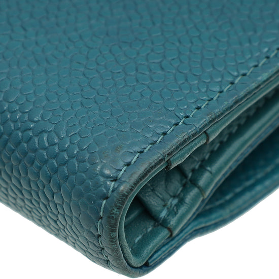 Load image into Gallery viewer, Chanel Teal CC Timeless French Wallet
