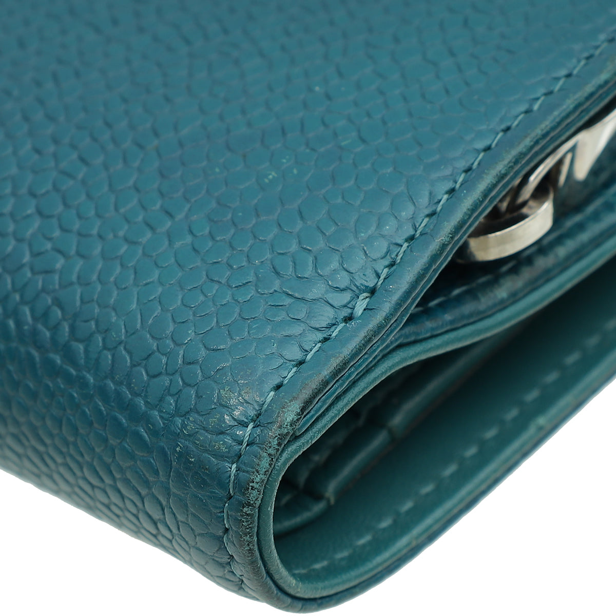 Chanel Teal CC Timeless French Wallet