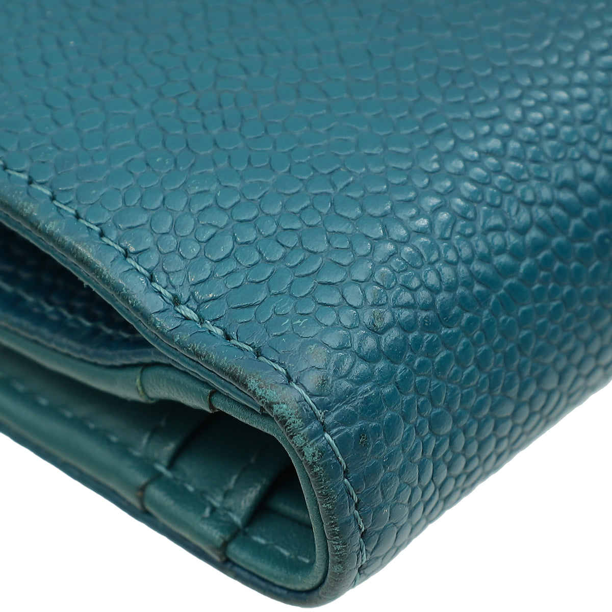 Chanel Teal CC Timeless French Wallet