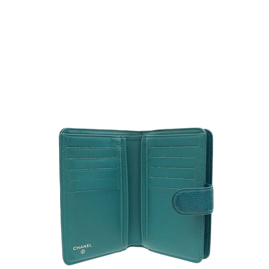 Load image into Gallery viewer, Chanel Teal CC Timeless French Wallet
