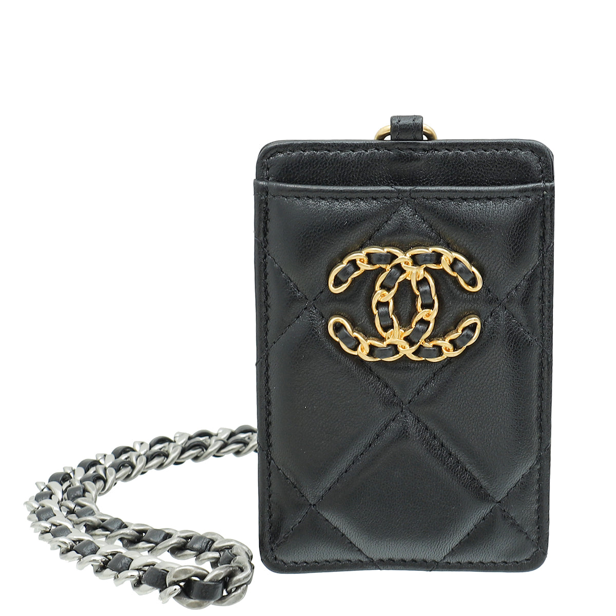 Chanel Black CC Chanel 19 Card Holder on Chain-Chanel-THE CLOSET