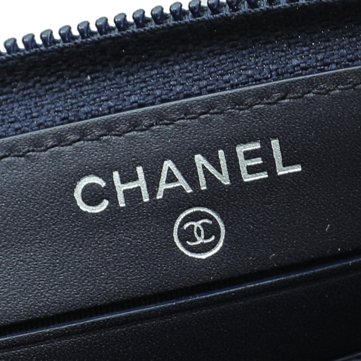 Chanel Blue Timeless Zip Around Wallet