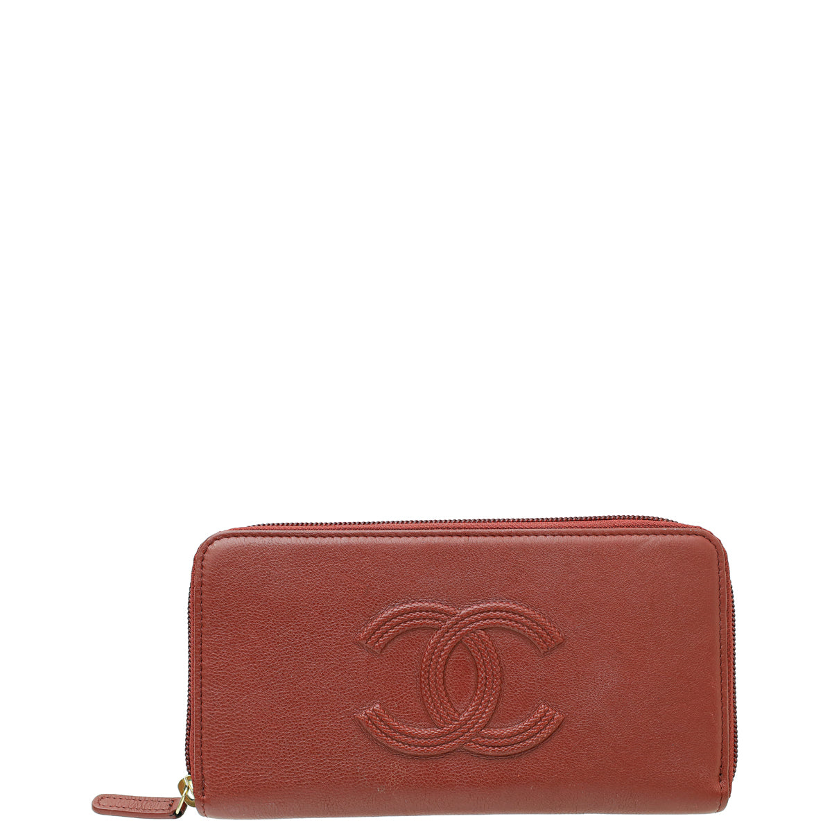 Chanel Burgundy Zip Around Wallet-Chanel-THE CLOSET