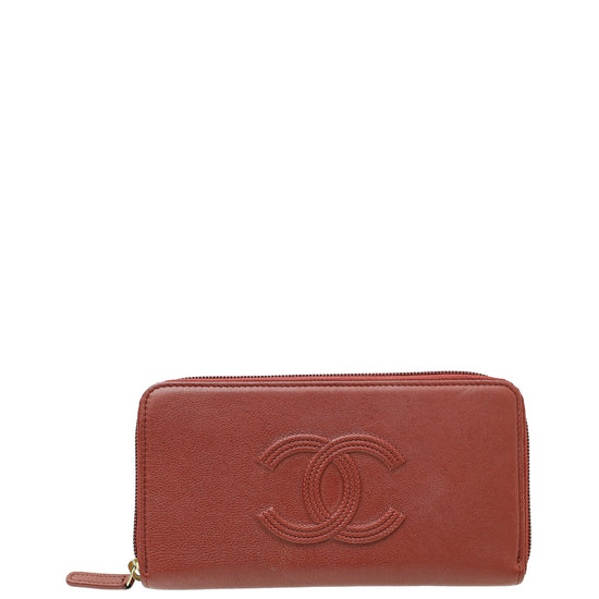 Chanel Burgundy Zip Around Wallet