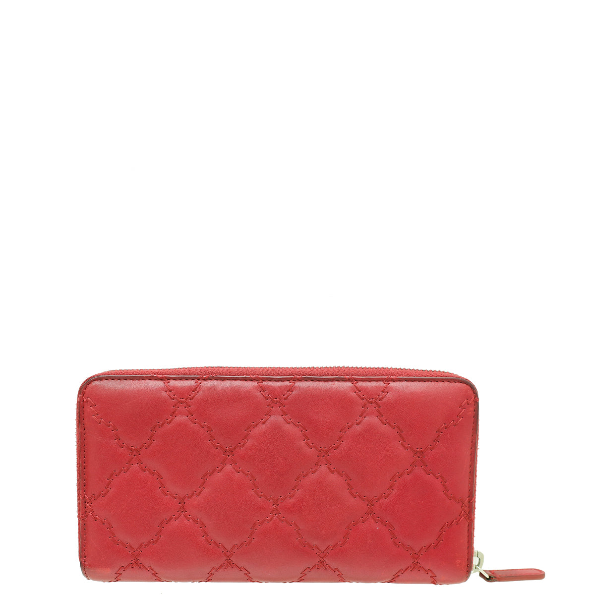 Chanel Red CC Over Stitches Zip Around Wallet-Chanel-THE CLOSET