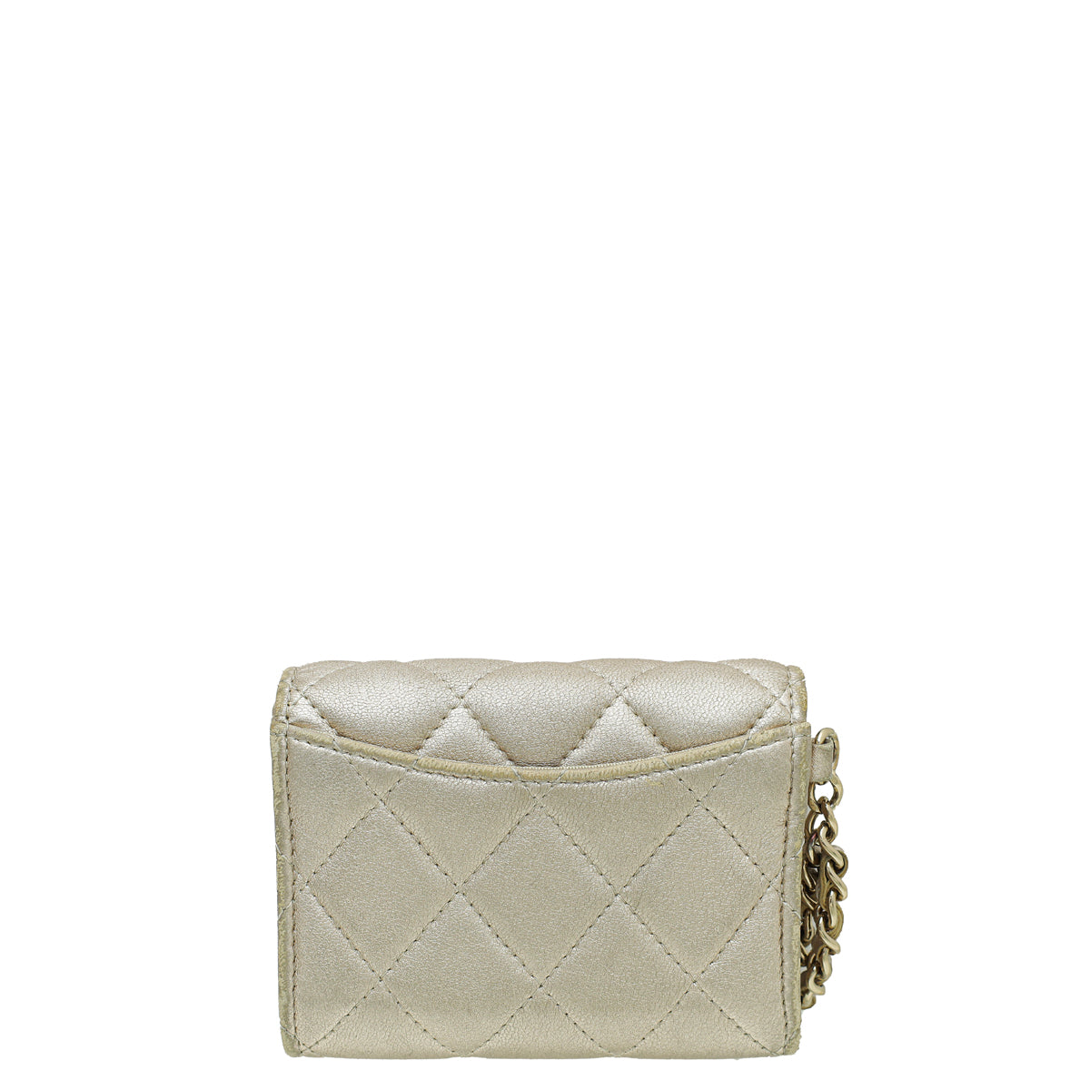 Chanel Metallic Light Gold CC Flap Compact Wallet w/ Chain Wristlet-Chanel-THE CLOSET