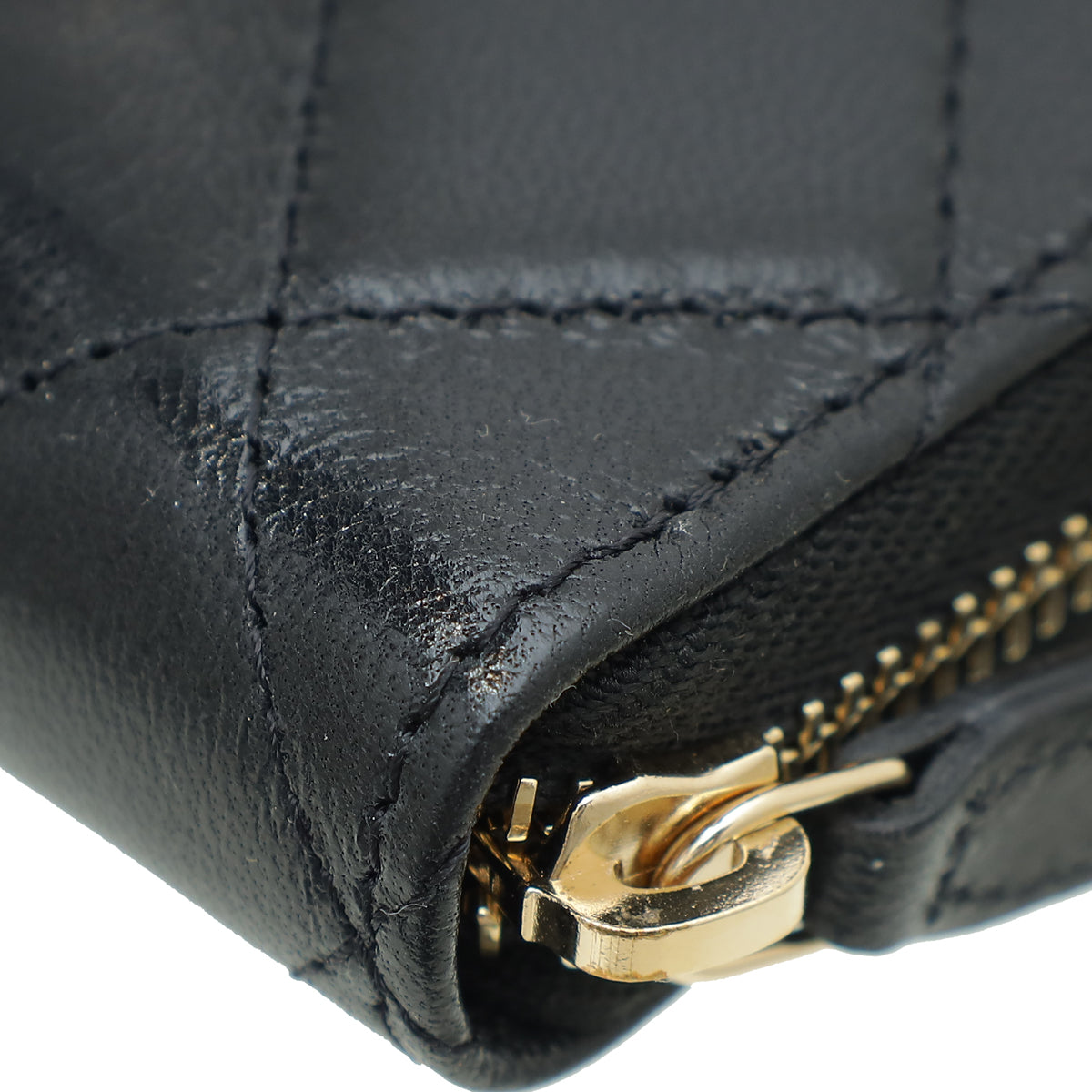 Chanel Black CC Quilted Zipped Wallet