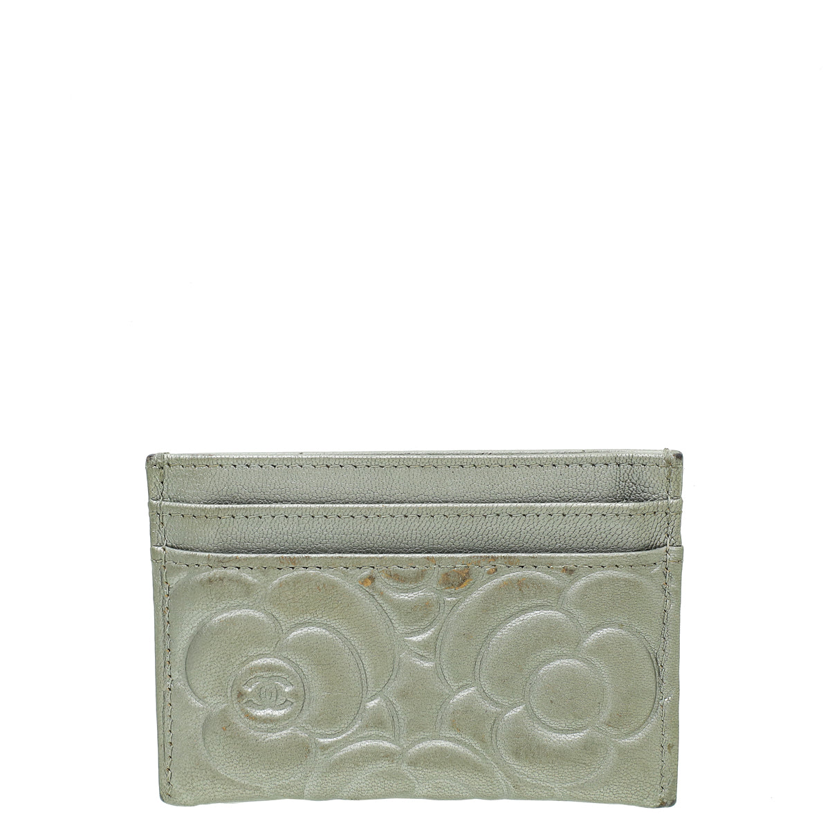 Chanel Grey CC Camellia Embossed Card Holder-Chanel-THE CLOSET