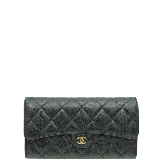 Chanel Black CC Classic Caviar Long Wallet