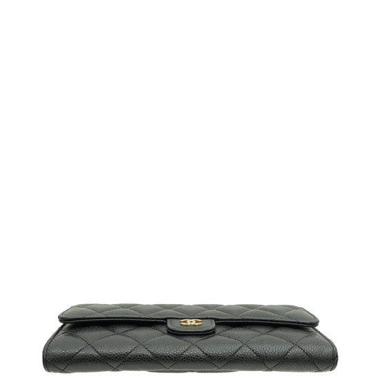 Chanel Black CC Classic Caviar Long Wallet